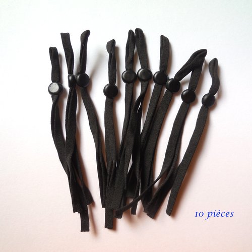 10 bandes élastique réglables noires - elastiques masques