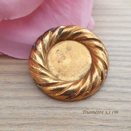 Bouton métal vintage - bouton métal doré - 33 mm