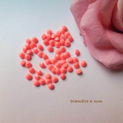 64 cabochons strass - acrylique rose