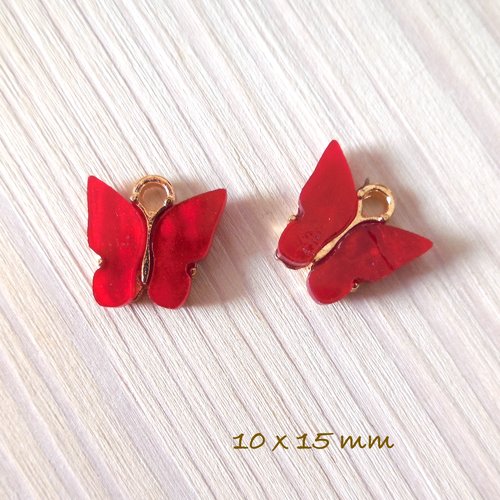 2 pendentifs papillon rouge - breloques - charms