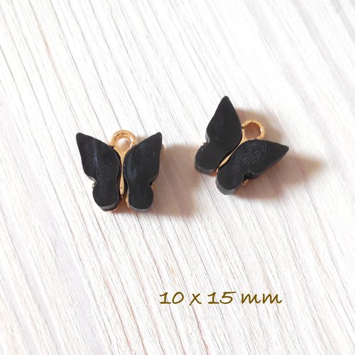 2 pendentifs papillon noir - breloques - charms
