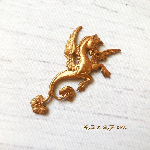Cabochon dragon appliqué en métal doré