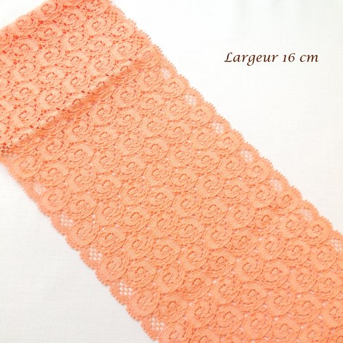 Large dentelle stretch couleur abricot - 73 cm