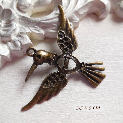 Breloque pendentif oiseau - métal bronze