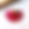 Pendentif breloque éventail - tissu rose rouge bordeaux