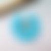 Pendentif raphia bleu turquoise - pompon - eventail