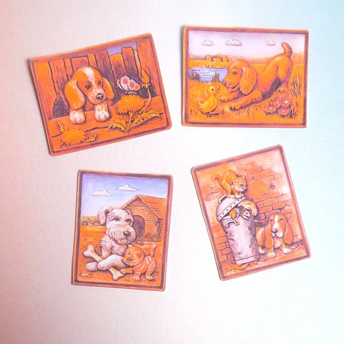 4 découpes cartes scrapbooking - thème animaux - chien - chat