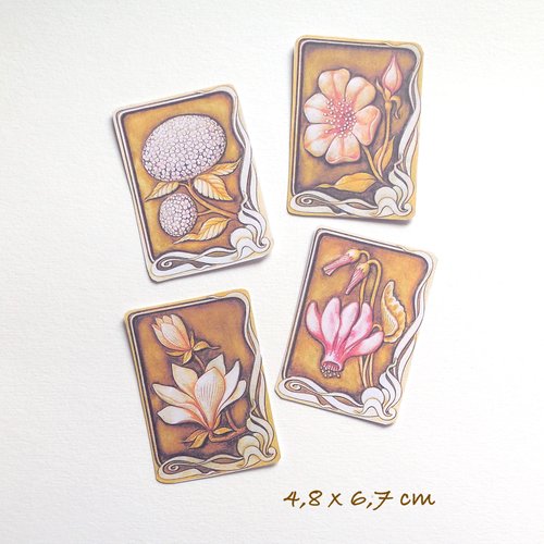 4 découpes cartes scrapbooking - motif floral - motif fleurs