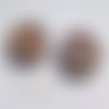 2 boutons ronds vintage en nacre véritable - couleur marron - 25 mm