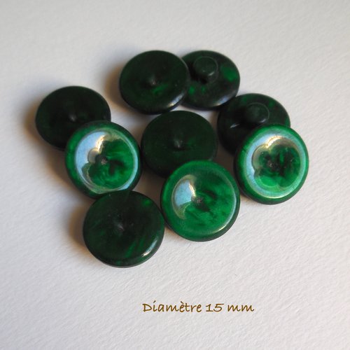 9 boutons ronds vintage couleur verte - 15 mm