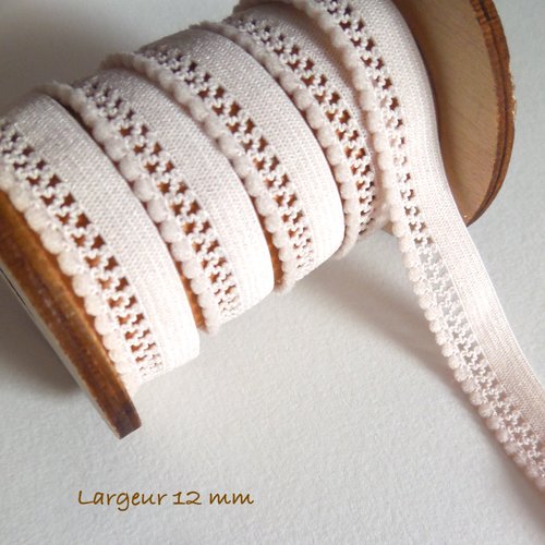 Ruban élastique plat - elastique festonné couleur chair - ruban stretch - 10 mm