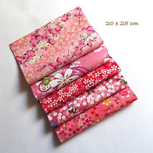 5 coupons de tissu japonais en coton
