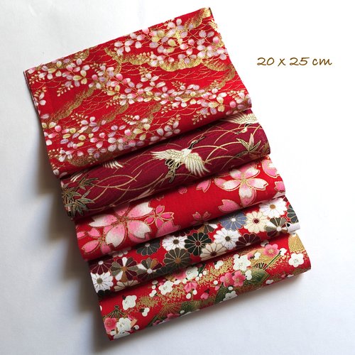5 coupons de tissu japonais en coton