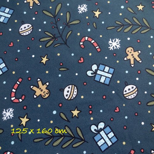 Coupon french terry motif exclusif noël - 125 x 160 cm