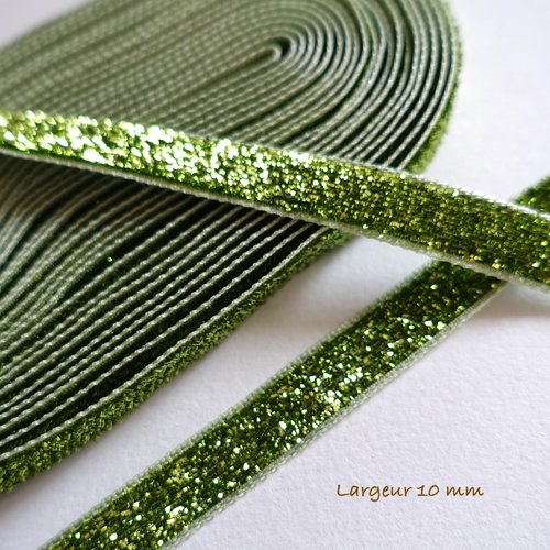 Ruban brillant couleur vert clair - 10 mm - au mètre
