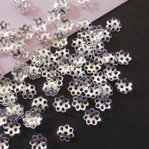 400 perles calottes métal couleur argent