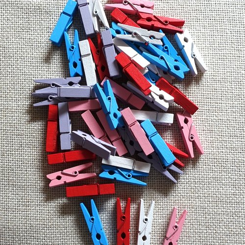 49 petites pinces à linge multicolores 3,5 cm