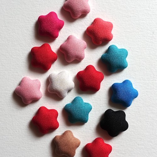 15 cabochons étoiles métal recouvert de tissu