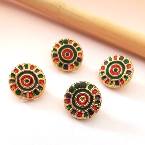 4 boutons ronds fantaisie 15 mm