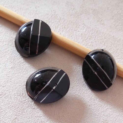 3 boutons en verre style art déco