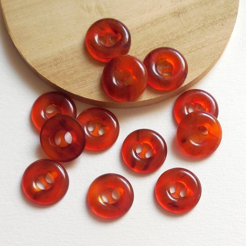 6 boutons ronds vintage acrylique couleur ambre - 1,8 cm