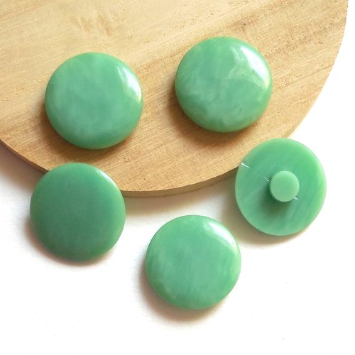 5 boutons ronds vintage - résine verte - 2 cm