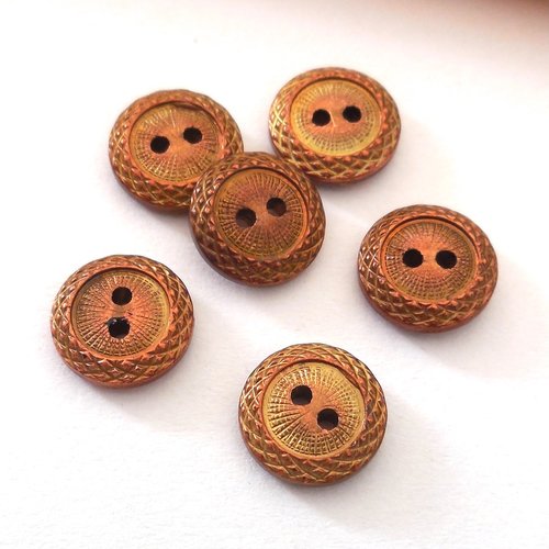 6 boutons ronds anciens - 12 mm