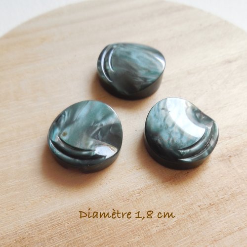 3 boutons marbré vert - 18 mm