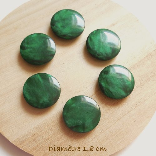 6 boutons verts aspect marbré - 18 mm