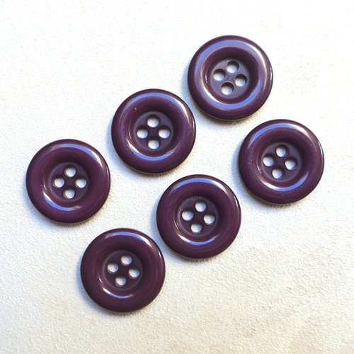 6 boutons couleur prune - 18 mm