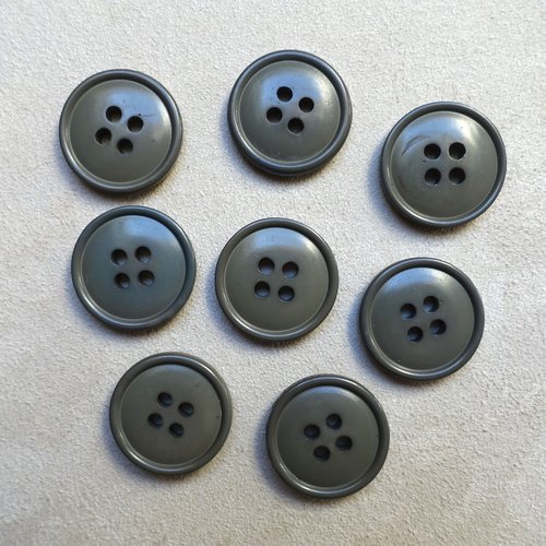 8 boutons ronds couleur kaki - 18 mm