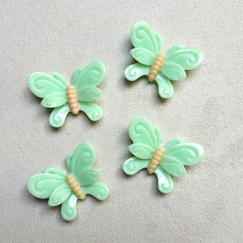 4 cabochons verts forme papillon