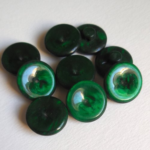 9 boutons ronds vintage couleur verte 15 mm