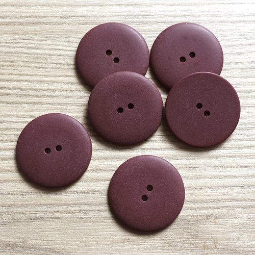 6 boutons ronds bordeaux 35 mm