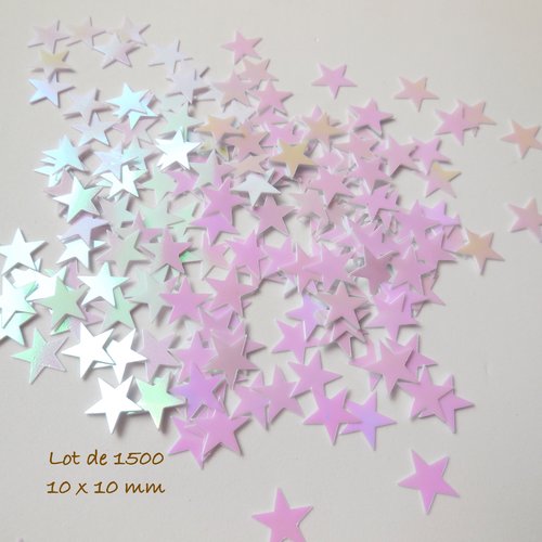 1500 paillettes étoiles - confettis métallisés blancs