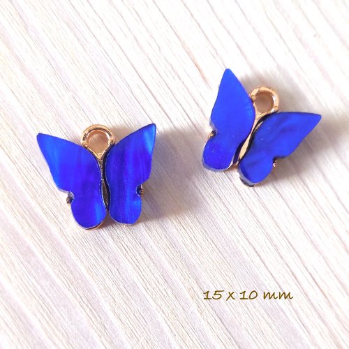 2 pendentifs papillon bleu - breloques - charms