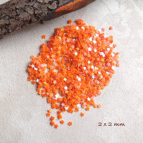 4 gr de micro paillettes étoiles oranges