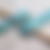 170 cm de ruban dentelle tulle brodé et paillettes - bleu turquoise et doré