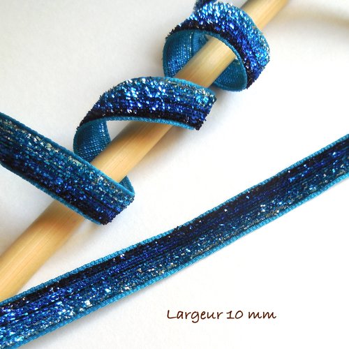 Ruban brillant couleur bleue - 10 mm