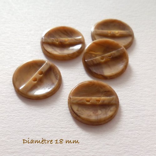 5 boutons vintage - boutons ronds beiges - 18 mm