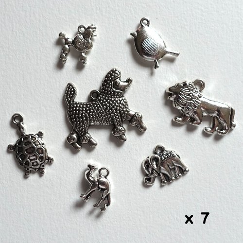 Lot de 7 pendentifs thème animaux
