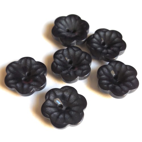 6 boutons gris forme fleur - 18 mm