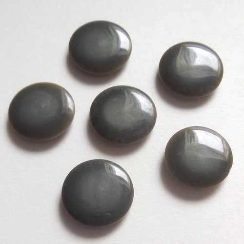 6 boutons ronds acrylique grise
