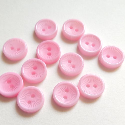 12 boutons ronds roses