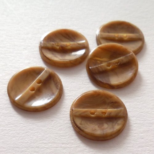 5 boutons ronds vintage acrylique beige