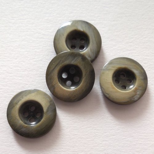 4 boutons vintage ronds couleur grège