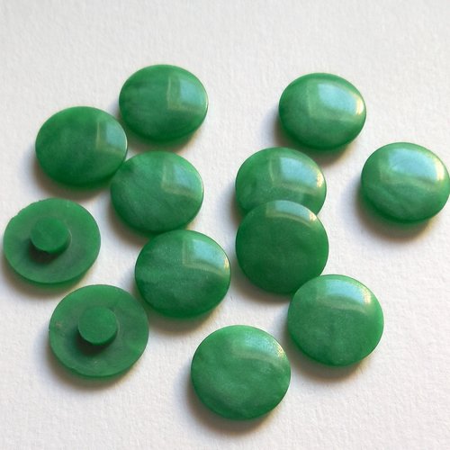 12 boutons ronds vintage acrylique verte