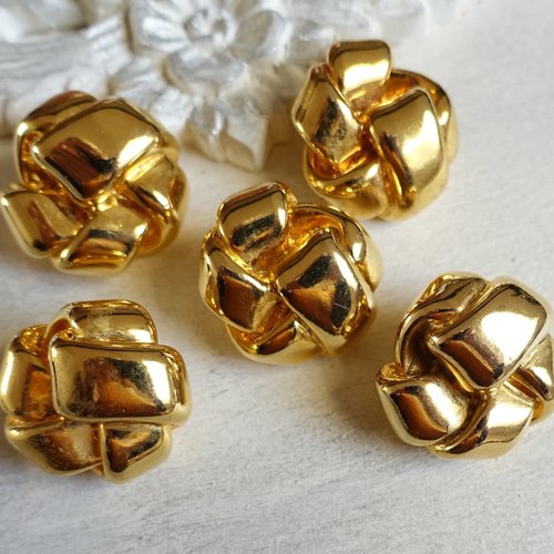 5 boutons haute couture acrylique dorée