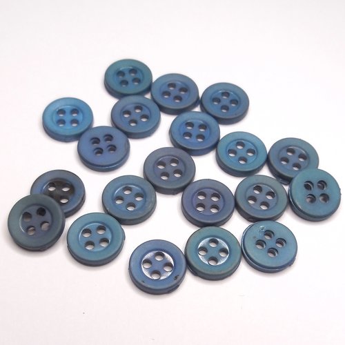 20 boutons ronds bleu jean - scrpabooking