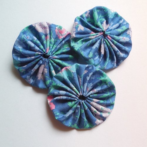 3 yoyos en tissu faits main - coton 5,5 cm